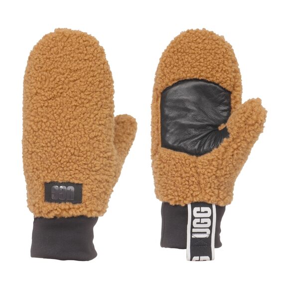 2876 Women's Uggfluff Mitten With Logo Tape Chestnut Large-x-large